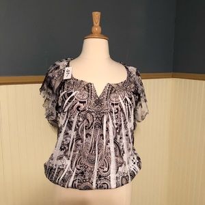 Flowing blouse with elastic at waist
